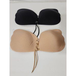 Lot Of 2 Gaibest Self Adhesive Strapless Backless Invisible Bra Sz D Beige Black